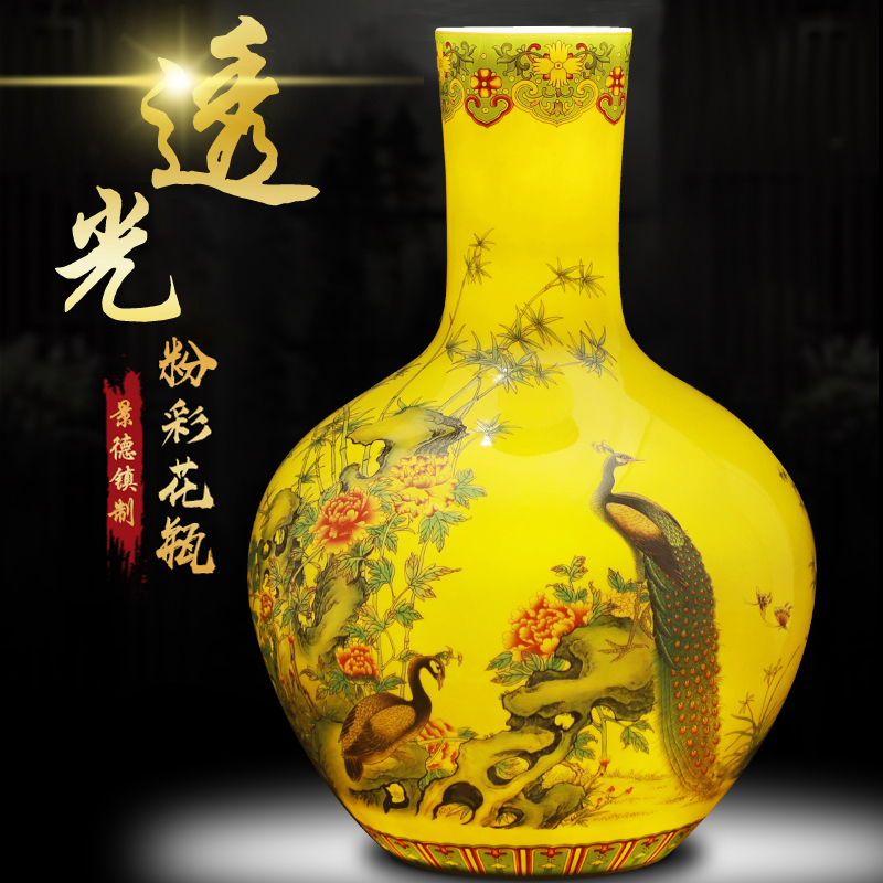 Jingdezhen ceramics powder enamel vase expressions using wide flower arrangement home TV ark, furnishing articles of Chinese style of the sitting room porch decoration