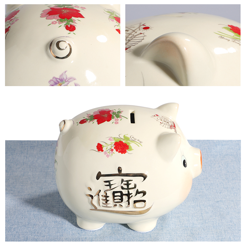 Trill creative furnishing articles piggy bank high - capacity ceramic pig birthday gift lovely female children change piggy bank