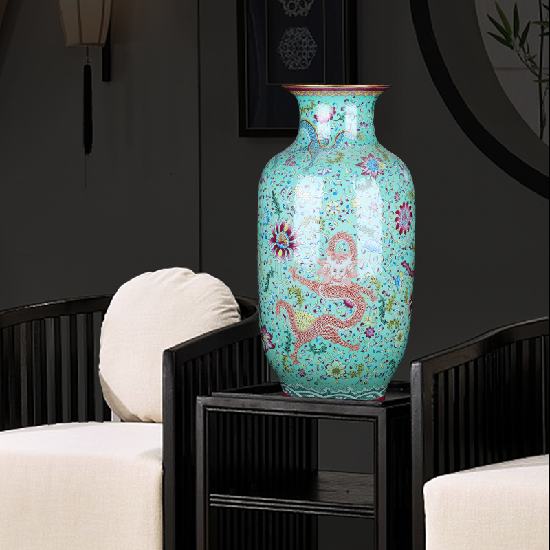 Jingdezhen ceramic antique vase furnishing articles landing large idea gourd bottle of Chinese style household living room TV cabinet decoration