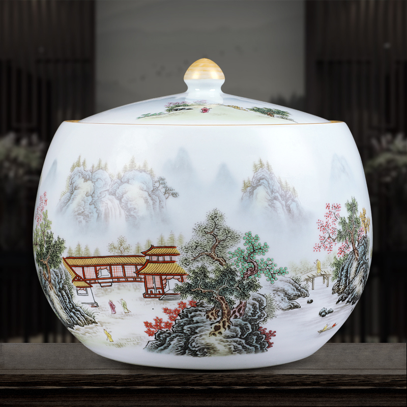 Jingdezhen ceramics by hand draw pastel XianGe the qing ju storage caddy fixings home sitting room adornment is placed