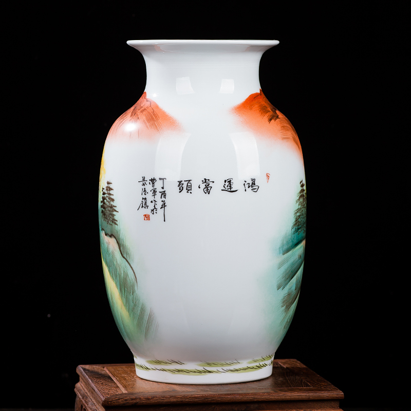 Jingdezhen ceramics hand - made Chinese famille rose porcelain vase furnishing articles of handicraft wine porch sitting room adornment