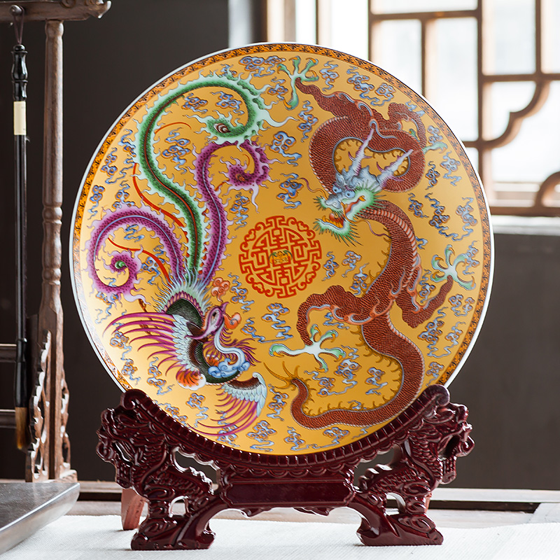 Jingdezhen ceramics furnishing articles household decorations hanging dish sitting room ark, auspicious decoration plate of Chinese arts and crafts