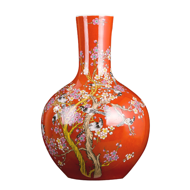 Jingdezhen ceramics vase home sitting room handicraft wine porch decoration of new Chinese style office furnishing articles