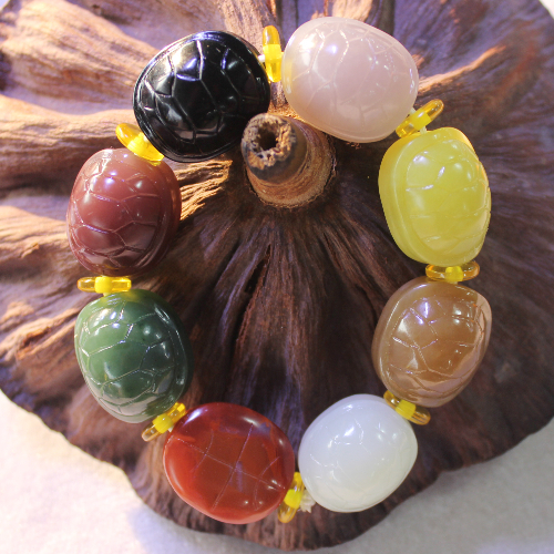 神乌龟壳八宝多宝男女款和田玉手链万寿无疆碧玉南红青海料青花籽_不