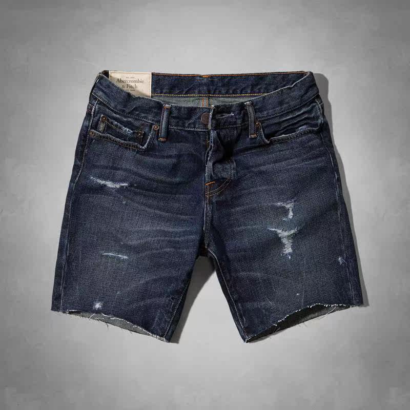 特价现货abercrombie fitch男 15新品做破牛仔短裤preppy fit
