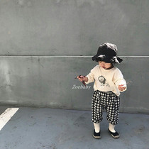 Zoebby South Korean boy dress male and female baby light and breathable plaid trousers casual pants 18 Summer New