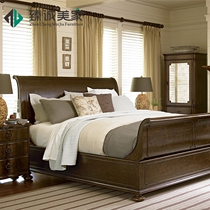 American country pure all solid wood double bed French post-modern simple environmental protection sled bed princess bed model room