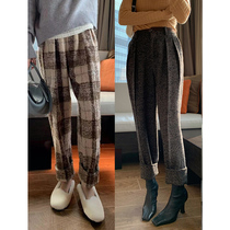 RAREST independent design tapered version Italy imported limited tweed wool pants