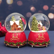 Creative Children Santa Gift Small House Snow Man Crystal Ball Snow with light Music Gift Eight soundbox