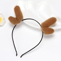 Christmas Hair Hoop Little Deer Hair Clip Christmas Deer Corner Decorative Head Button Cute Fluff Ball Head Accessories Children Adults Sell Cute