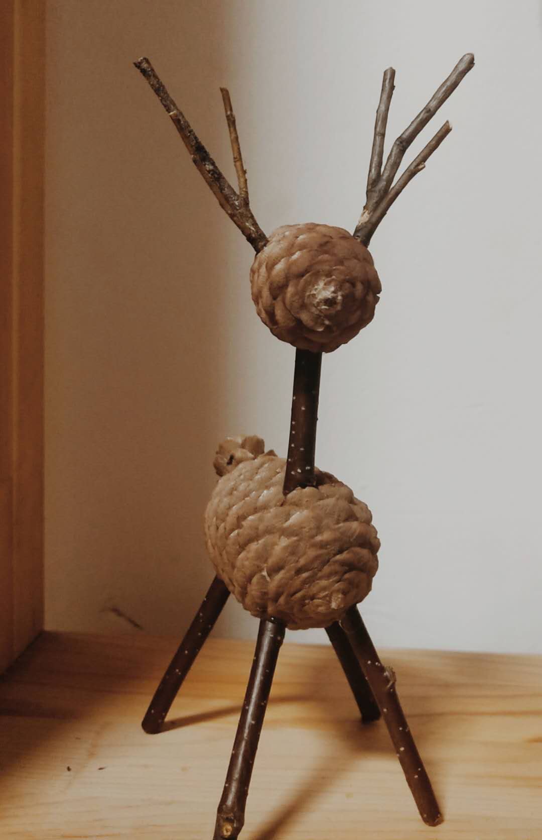 天然松果手工鹿森系饰品节日挂件幼儿园装饰田园风摆件diy材料包