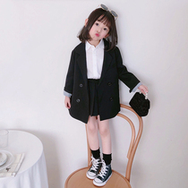 Homemade parent-child outfit Girls 2021 autumn suit jacket Foreign style net Red childrens clothing Childrens suit suit two-piece set