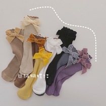 Girls autumn stockings do not strangle their legs Spring and autumn tube socks Primary school students baby socks middle and large children bow socks to wear outside