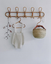 Small forest ins wind handmade rattan hook wall creative decoration retro clothes clothes pylons a row of long strips