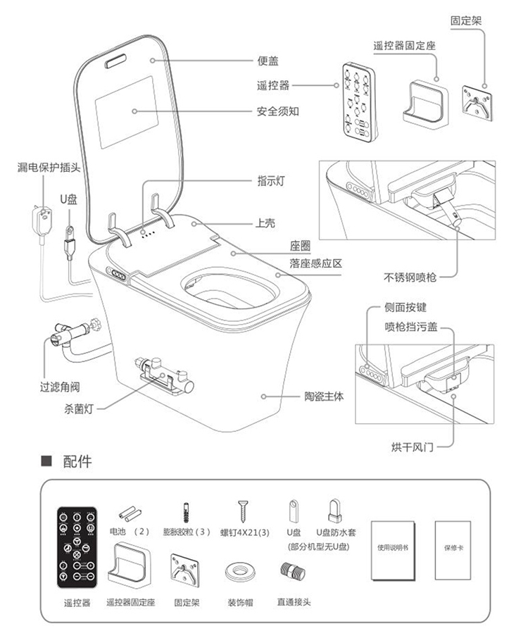 新款正品箭牌卫浴智能马桶v6翼纤薄一体无水箱即热座便器akb1199