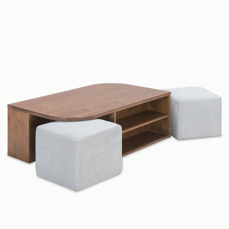 华日家居 实木带软座长型茶几 实木茶几 会客茶几 沙发凳子家具x9