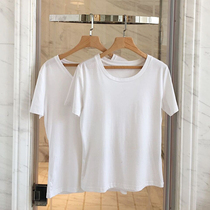 The bone feeling high Branch fabric white T-shirt female 2019 new Korean Net Red pure color cotton short sleeve loose