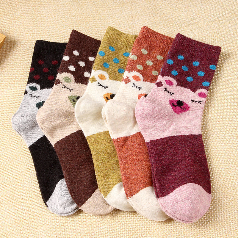 5双装宝娜斯澳洲兔羊毛袜秋冬加厚保暖舒适中筒袜子女产品展示图5