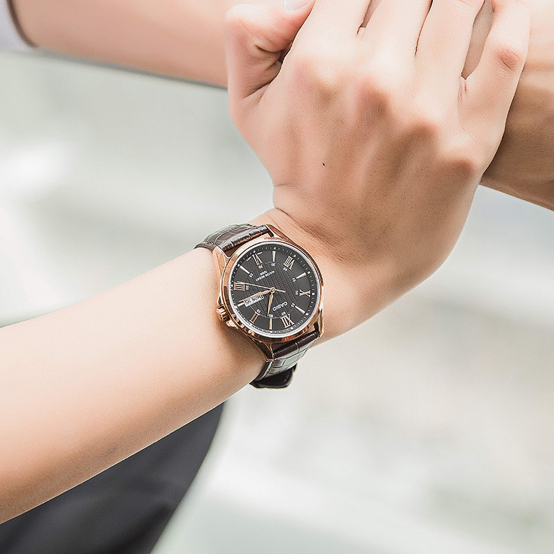 卡西欧手表男casio商务休闲简约防水男士石英腕表 mtp-1384l-1a