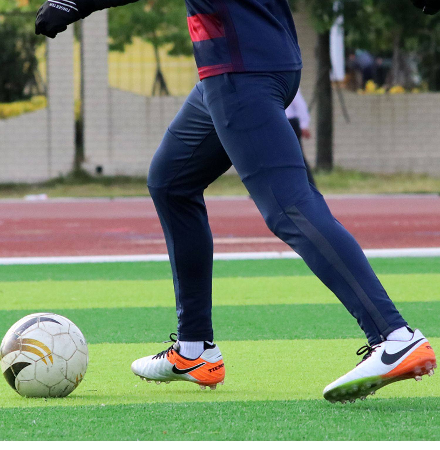 春秋季高弹足球训练裤收腿长裤男修身收口小腿运动口袋拉链小脚裤