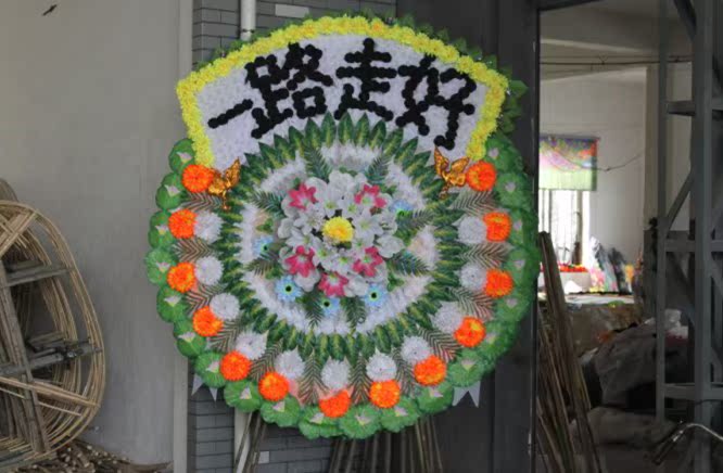 30个起批殡葬高档花圈雨伞布花圈葬礼追悼会折叠白事花圈厂家直销