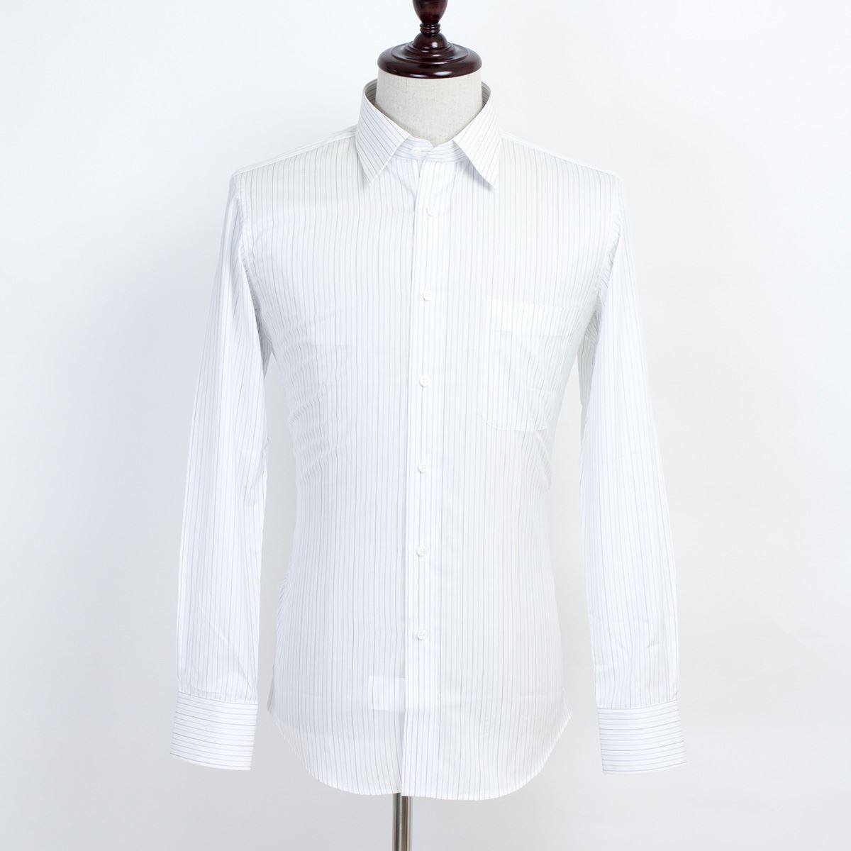 蓝河蓝色细条纹衬衫男长袖男士尖领纯棉免烫商务休闲衬衣2017春款