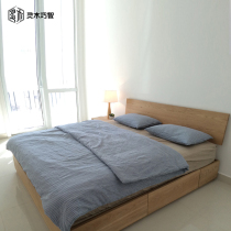 Nordic modern simple childrens oak drawer storage bed small apartment air pressure box bed custom furniture factory