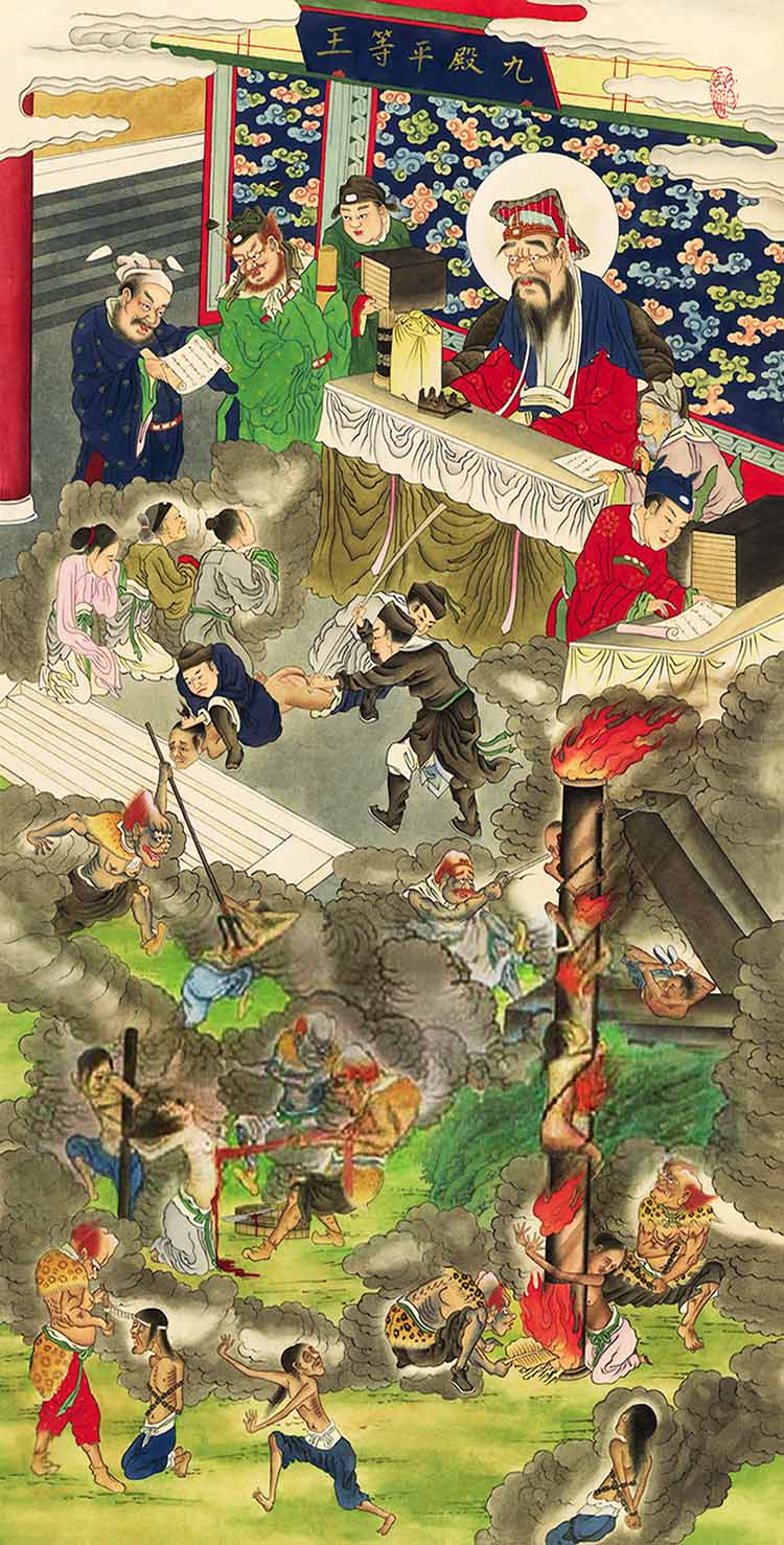 道场专用画像佛教道教画像十殿阎王图十王殿 水陆画丝绸卷轴挂画
