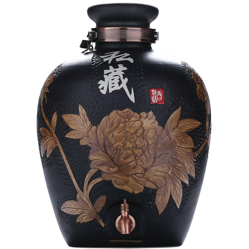 Jingdezhen empty jar jar of wine jugs ceramic 10 jins of 50 pounds to household seal it manual its