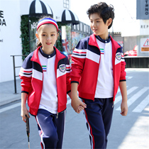 High school junior high school student uniforms dark blue College wind uniforms for children set chun qiu zhuang pupils class uniform Red