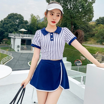 2021 New Swimsuit Womens South Korea Ins split Two sets Sport Chains conservative Lean Fairy Spa Swimsuit