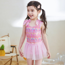 Childrens swimsuit one-piece girl 2021 new baby baby princess cute bubble hot springs small and medium children swimsuit