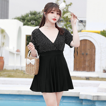 Fat MM New Swimsuit Womens Korean Version Conjoined Dress Style Steel to Cover Bellys Slim Conservative Big Code Spa Swimsuit