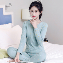 Autumn clothes and trousers womens cotton set junior high school students cotton girl thermal underwear middle child girl cotton sweater thin