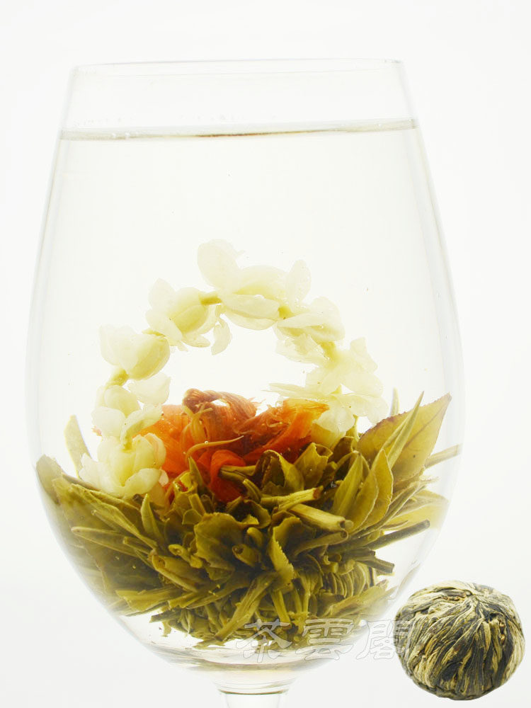 广林福工艺花茶 茉莉龙珠花茶 开花茶 白毫银针 合家欢乐 包邮