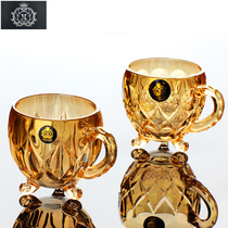(Buy one get one free)Gold-plated crystal glass coffee cup European small cute milk cup heat-resistant tea cup