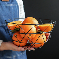 Nordic simple wrought iron fruit basket living room creative fruit basket household modern desktop storage basket snack fruit plate