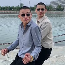 Douyin Pan Niang with small square sunglasses men driving glasses European and American Street shooting super fire narrow frame sun glasses