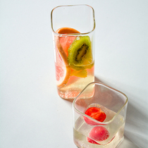 Japanese heat-resistant transparent glass square mouth cup Green tea cup tea cup light boiling water can be entered into the microwave