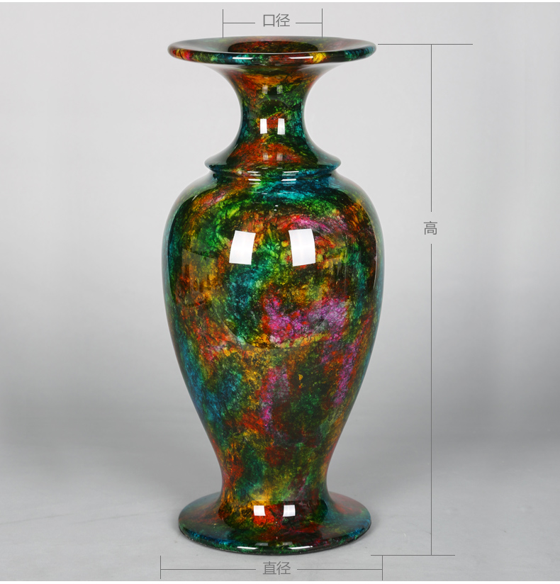 吉善缘 台湾七彩玉花瓶摆件 七彩玉石花瓶商务送领导工艺礼品5028