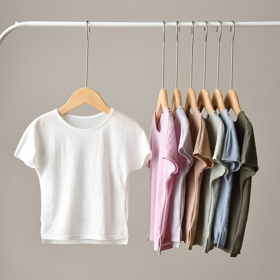 Mugwort fiber series Children's solid color short-sleeved T-shirts, thin summer clothes for boys and girls, Shandong online store
Mugwort fiber series Children's solid color short-sleeved T-shirts, thin summer clothes for boys and girls, Shandong online store