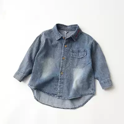 Soft and soft shirt children cotton denim shirt boys and girls long sleeve jacket Joker shirt top