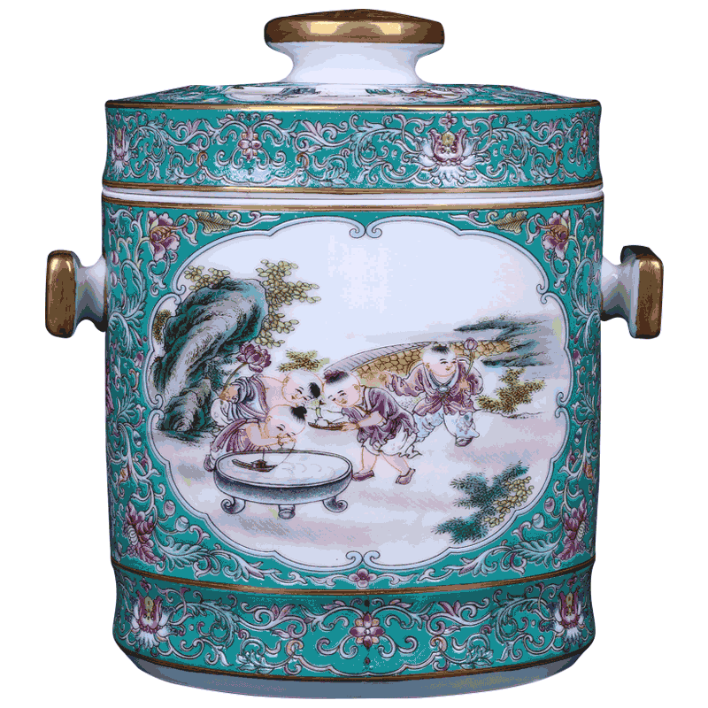 Jingdezhen ceramic tea POTS household seal tank storage tank of a large new Chinese style adornment furnishing articles