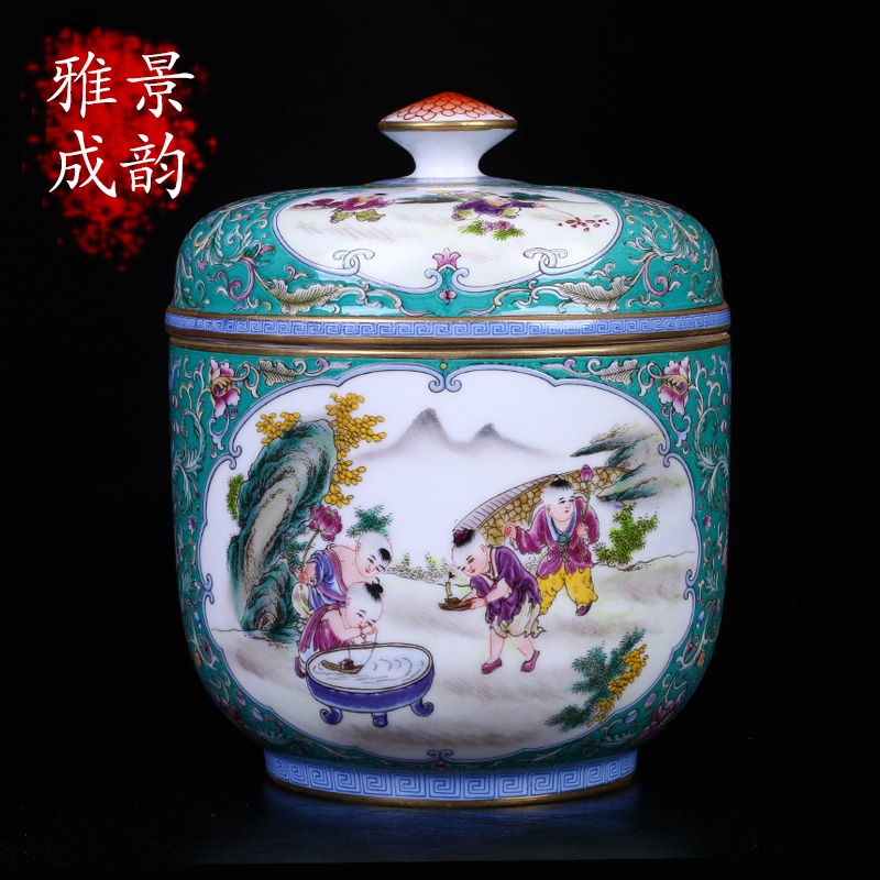 Jingdezhen ceramic manual tong qu caddy fixings of new Chinese style household pu - erh tea seal save receives a large