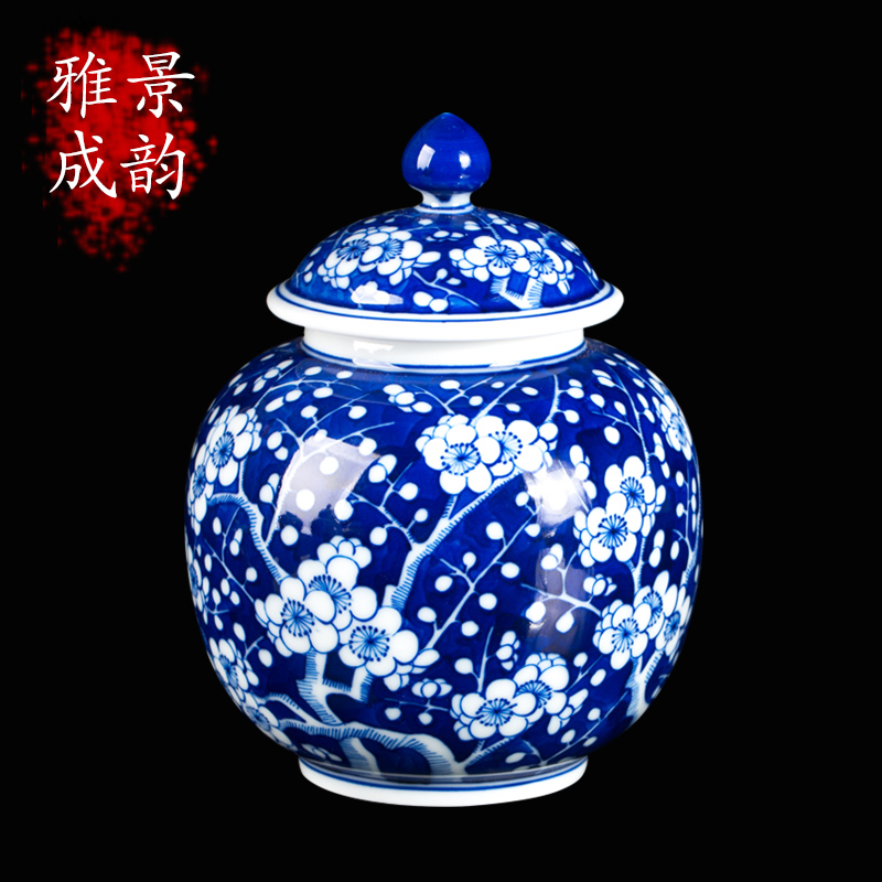 Blue and white porcelain of jingdezhen ceramics hand - made name plum flower tea pot home sitting room adornment teahouse tea pot furnishing articles