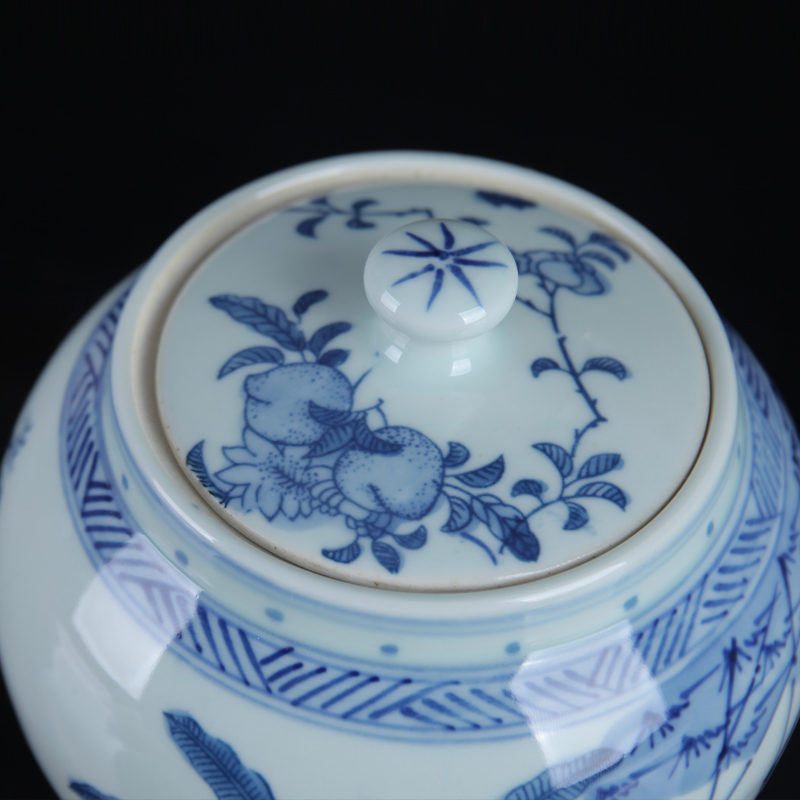 Blue and white porcelain of jingdezhen ceramics hand - made tong qu new Chinese style tea tea tea caddy fixings storage tank furnishing articles