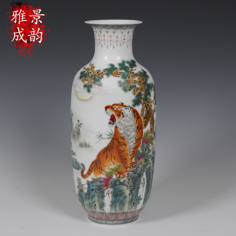 The Master of jingdezhen ceramics hand - made famille rose porcelain vase tiger fashion household adornment handicraft furnishing articles