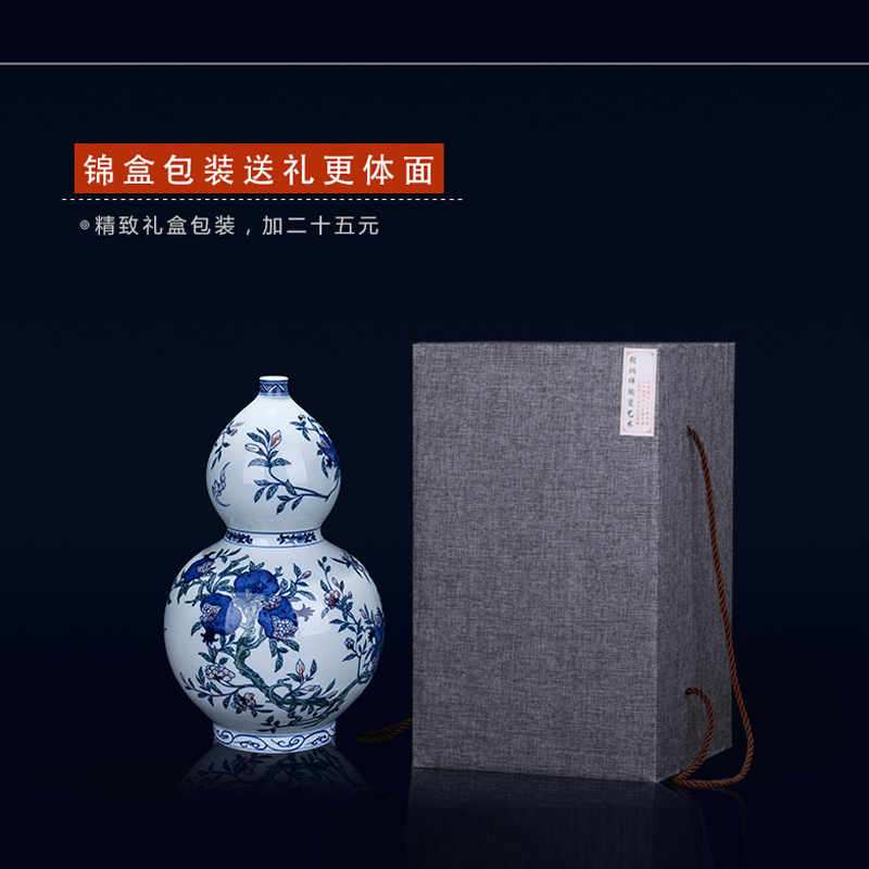 Pomegranates of blue and white porcelain of jingdezhen ceramics hand - made vases, restore ancient ways the large furnishing articles archaize of new Chinese style porch