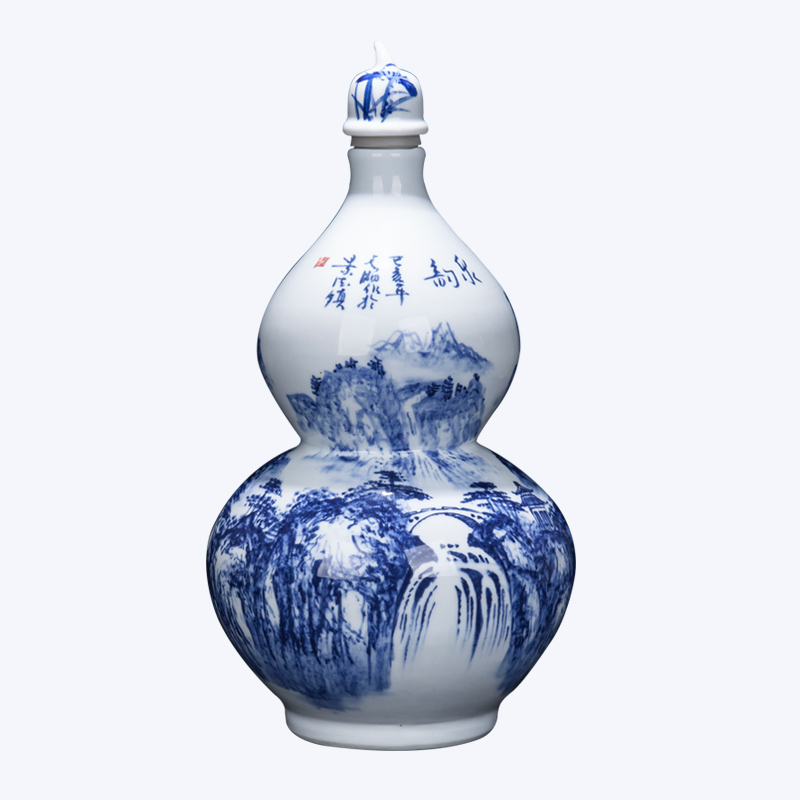 Jingdezhen ceramic stream of blue and white porcelain bottle gourd bottle decoration place to live in the sitting room porch porcelain decoration