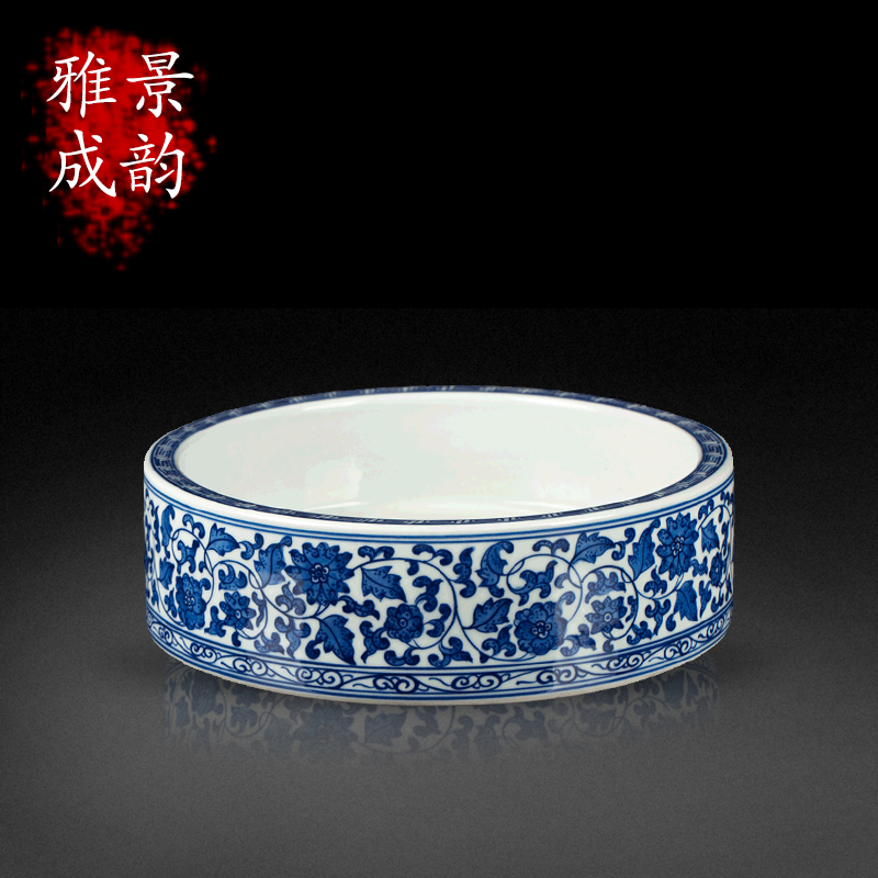 Blue and white porcelain of jingdezhen ceramics bound branch lotus writing brush washer washing handicraft furnishing articles home sitting room adornment study